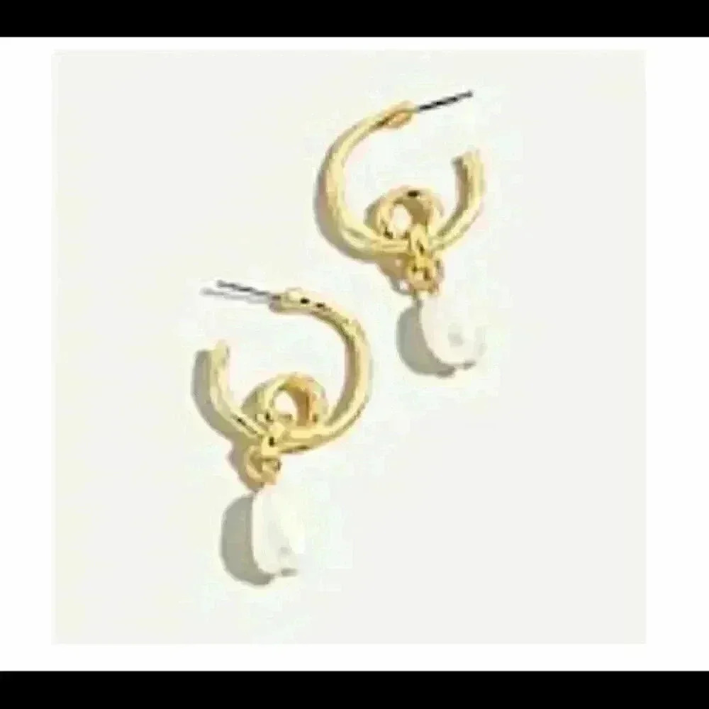 J crew loopy hoop pearl drop earrings